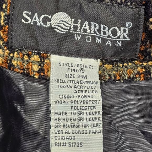 Sag Harbor Brown Jacket Preppy Plaid Long Sleeves Button Up Womens Size 24W Coat - Picture 4 of 11